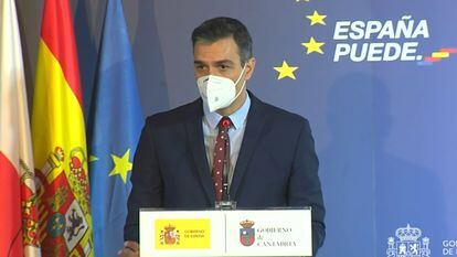 El presidente del Gobierno, Pedro Sánchez, en la presentación del Plan de Recuperación, Transformación y Resiliencia de la Economía Española.