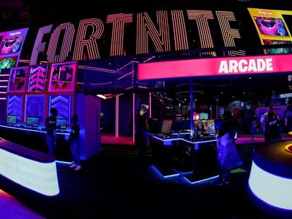 Puesto de Epic Games para Fortnite, en la edición de 2019 de E3, la feria anual de videojuegos que se celebra en Los Ángeles (California, EE UU).