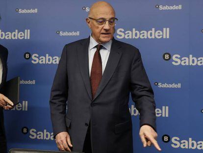 Josep Oliu, presidente del Banco Sabadell, Jaime Guardiola, Consejero Delegado.
