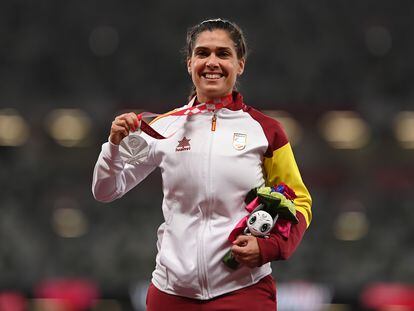 La atleta Miriam Martinez Rico tras ganar la medalla de plata en lanzamiento de peso en los Juegos Paralímpicos de Tokio.
