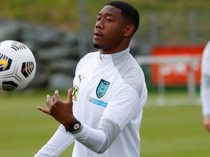 David Alaba, en un entrenamiento con Austria durante la Eurocopa.