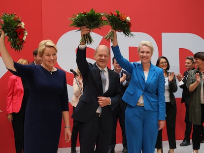 Olaf Scholz, candidato del SPD, este lunes, en la sede del partido.