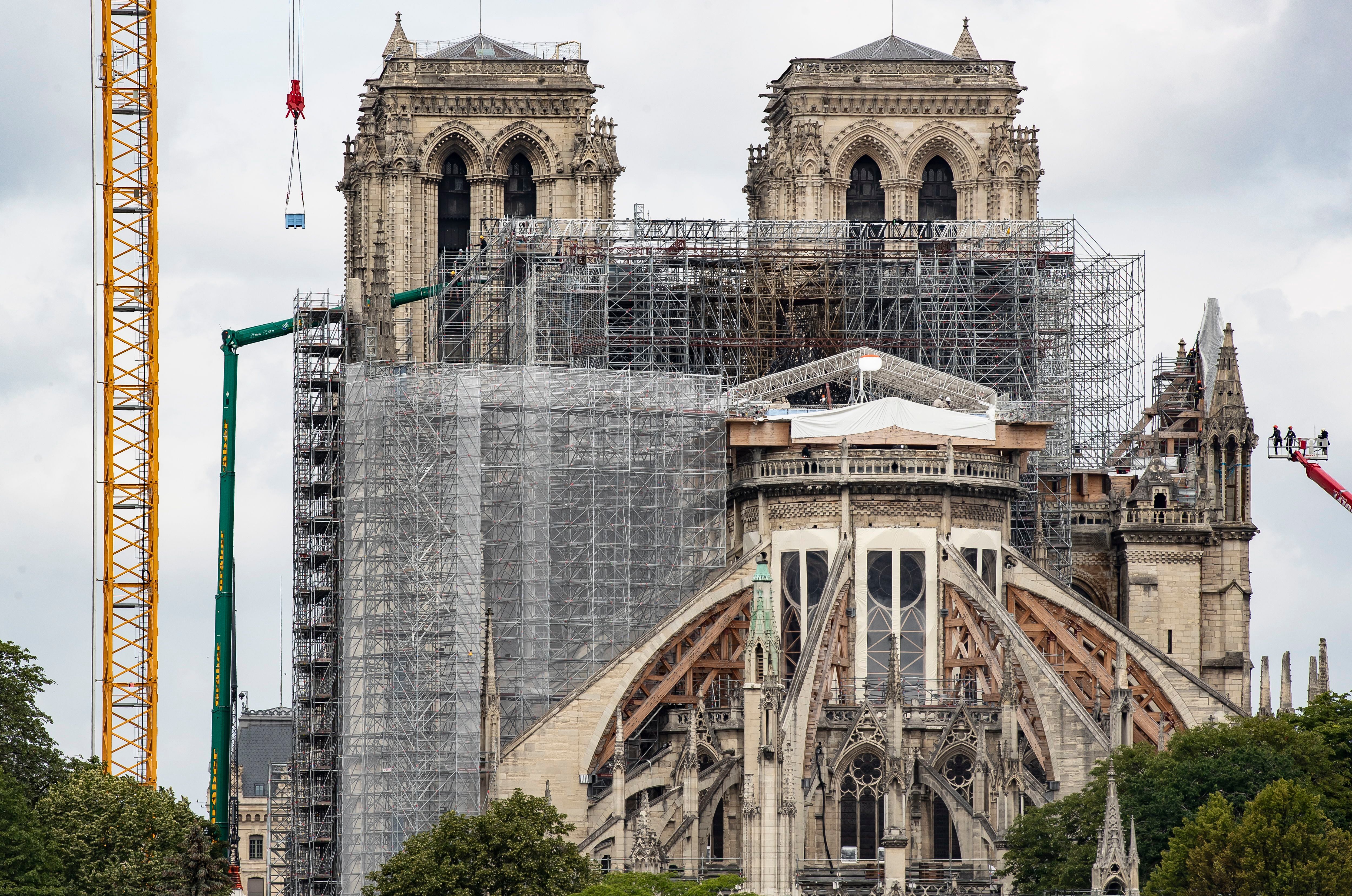 Trabajos en la catedral de Notre Dame, en junio de 2020.