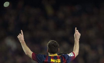 Messi celebra el segundo gol del equipo azulgrana.