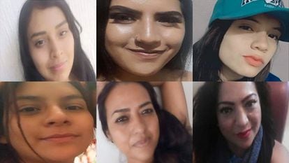 Los rostros de las seis mujeres desaparecidas en Celaya (Guanajuato): Paulina Berenice Reséndiz, Mariana Gutiérrez Guzmán, Yoselin Daniela Zamorano Macías, Sandra Daniela Paredes González, Rosa María Ramírez Ayala y Gabriela Barbosa Ruíz.