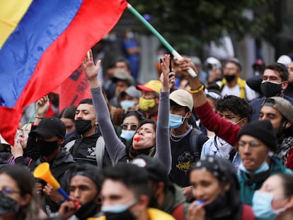 Una manifestación contra la reforma tributaria del Gobierno de Iván Duque, en Bogotá, el pasado 29 de abril.