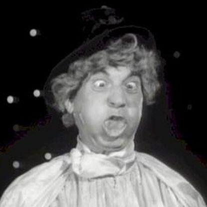 Lengua enrollada, mofletes inflados y ojos bizcos. La mueca 'gookie' fue una de los rasgos característicos de las interpretaciones de Harpo Marx.