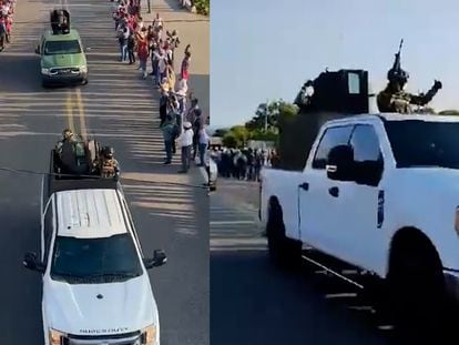 Una caravana con hombres armados del Cartel de Sinaloa entra en un pueblo Chiapas entre aplausos de los vecinos
