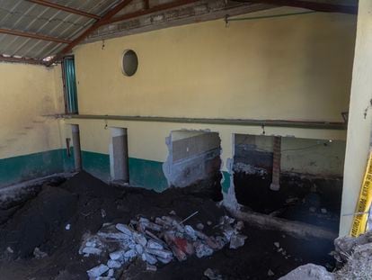 interior del salón de fiestas en Tenango del Valle, donde fueron localizadas decenas de costales con restos humanos, el pasado 18 de enero