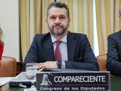 El presidente de la CNMV, Rodrigo Buenaventura, en su comparecencia este miércoles ante la Comisión de Asuntos Económicos y Transformación Digital del Congreso.