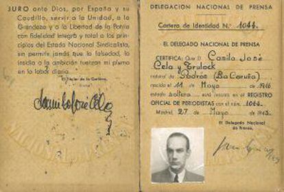 Carnet de prensa de Camilo José Cela.
