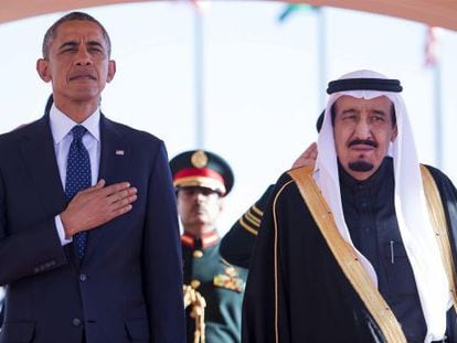 Obama y el rey saud&iacute;, la semana pasada en Riad.