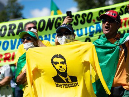 Una manifestación a favor de Bolsonaro, el pasado domingo en Brasilia. 
