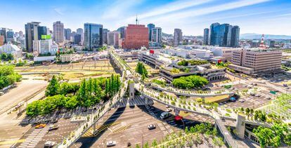 Vista del parque Seoullo 7017, en Seúl, proyecto de intervención urbana del estudio holandés MVRDV.