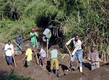 Un grupo de mineros extrae coltán en la zona de Masisi, al este de la República Democrática de Congo.