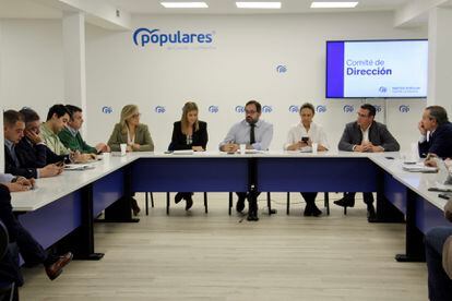 Reunión del comité de dirección del PP de Castilla-La Mancha este martes.