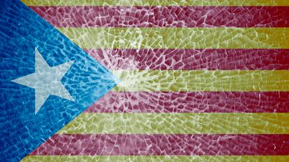 Ilustración de una estelada, la bandera independentista.