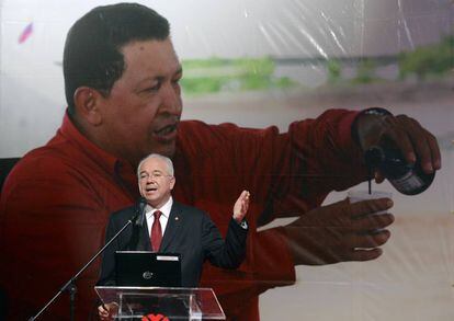 El exministro de Petróleo de Venezuela Rafael Ramírez, durante un discurso en la sede de PDVSA de Caracas en mayo de 2013.