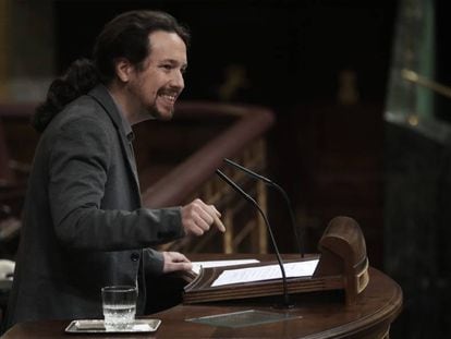 Pablo Iglesias interviene en el Congreso de los Diputados. 
