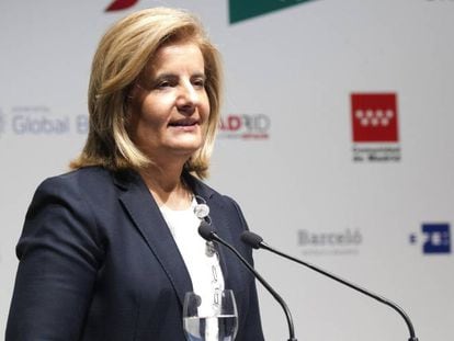 La ministra de Empleo, F&aacute;tima B&aacute;&ntilde;ez, en una intervenci&oacute;n p&uacute;blica esta semana 