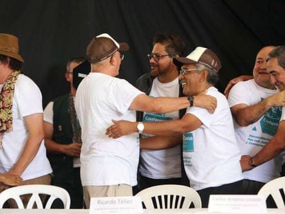 Miembros de las FARC reunidos este viernes.