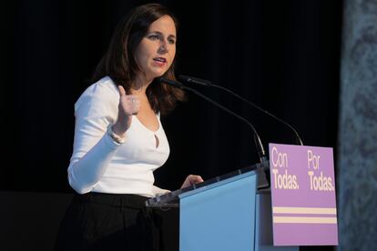 La ministra de Derechos Sociales y Agenda 2030, Ione Belarra, este sábado, en un acto contra la violencia machista en Madrid. 