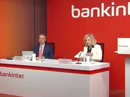 Director financiero de Bankinter, Jacobo Díaz, y CEO del banco, María Dolores Dancausa, en la presentación de resultados correspondiente al segundo trimestre de 2020.
 EUROPA PRESS
 23/07/2020