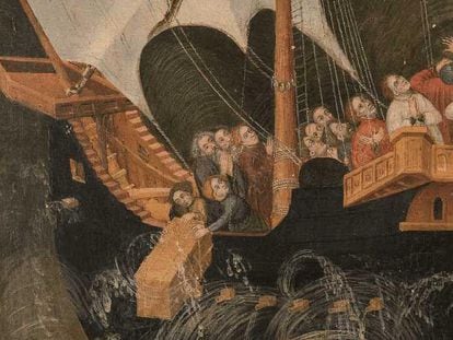 Detalle de la pintura de Borrassà que sale a subasta en Madrid.
