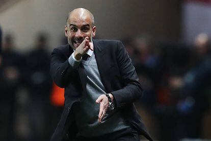 Pep Guardiola, durante el partido en que el Manchester City cay&oacute; eliminado contra el M&oacute;naco.