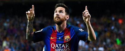 Messi celebra su gol al Alav&eacute;s.