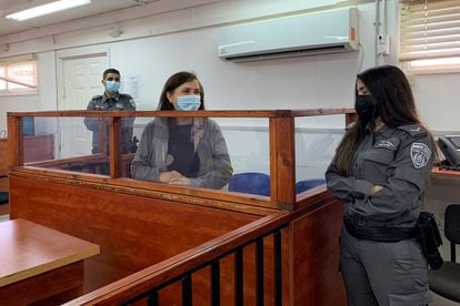 The Spanish humanitarian worker Juana Ruiz, on the 7th in the military court of Ofer, in the West Bank.
