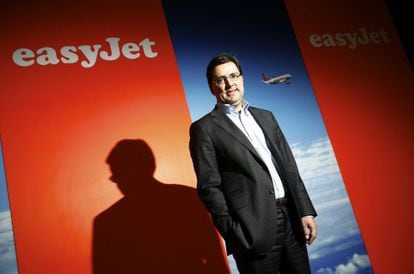 Javier G&aacute;ndara, en las oficinas de easyJet en el aeropuerto de Barajas. 