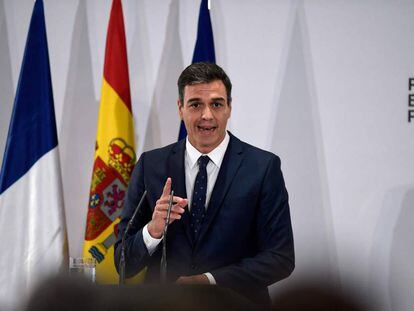 Pedro Sánchez fa unes declaracions al Palau de la Moncloa, aquest dilluns.