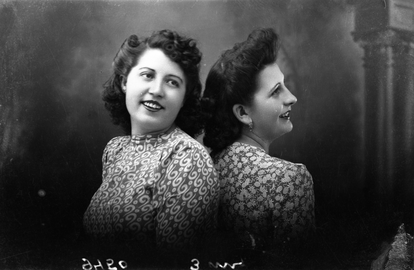 Two women in a photo from the private collection at the Real Maestranza de Caballería de Ronda.