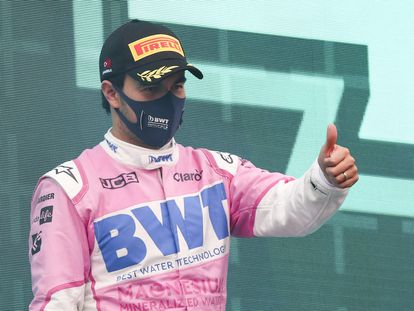 Sergio Pérez al terminar el Gran Premio de Turquía.