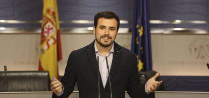 Alberto Garzón, en el Congreso de los Diputados, el pasado febrero.