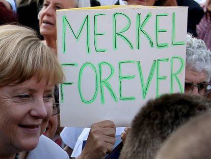 La canciller alemana, Angela Merkel, participa el mi&eacute;rcoles en un acto electoral de la CDU para las elecciones de Berl&iacute;n del pr&oacute;ximo domingo. 
