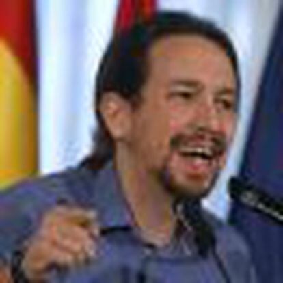Spain's Podemos (We Can) party leader Pablo Iglesias delivers a speech during a conference in Madrid, Spain