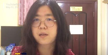 La periodista Zhang Zhan en una imagen de YouTube.