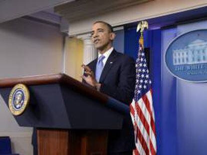 El presidente de Estados Unidos, Barack Obama, en una rueda de prensa convocada en la Casa Blanca, en Washington, EE.UU. el pasado 29 de octubre.