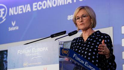 La comisaria europea de Mairead McGuinness, en Madrid.