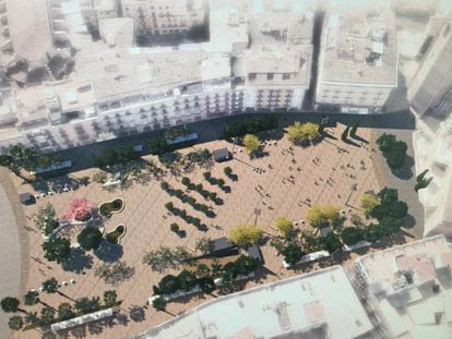 Recreación virtual de la plaza de la Reina tras la remodelación.