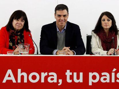 Reuni&oacute;n de la ejecutiva del PSOE, este lunes en Ferraz. 