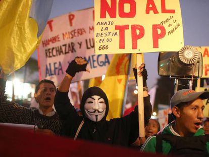 Manifestación contra el TPP, la semana pasada en Lima