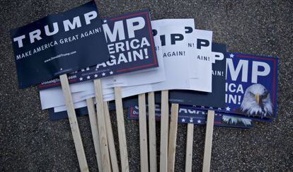 Propaganda de Trump en Nashua, New Hampshire, Estados Unidos.