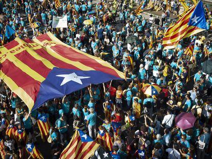 Manifestación independentista, este miércoles en Barcelona.