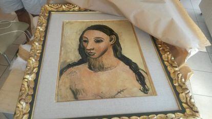 El cuadro de Picasso 'Cabeza de mujer joven', que fue incautado en Córcega.