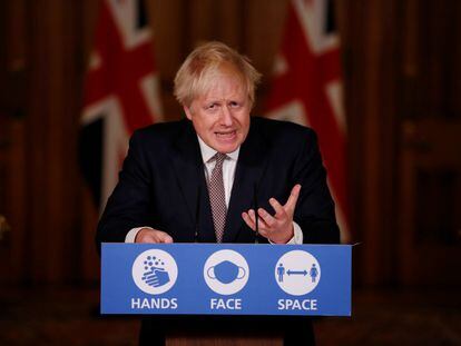 Boris Johnson, primer ministro británico, en una conferencia el pasado jueves.