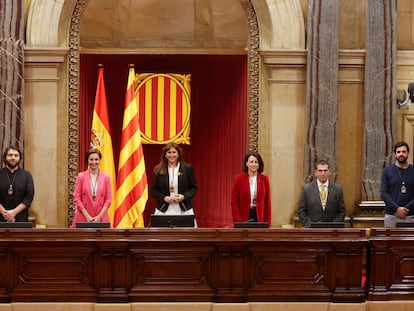 Laura Borràs, en el centro, y Ruben Wagensberg, a la derecha de la imagen, en una imagen de archivo.