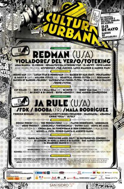 Cartel de Cultura urbana 2007 con Toteking, Chojin y Ja rule, entre otros.